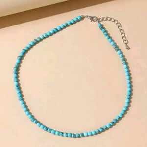 NEW! Bohemian Turquoise Beaded Silver Necklace